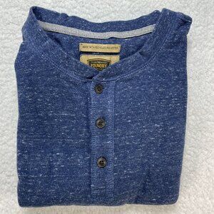 Foundry Supply Co Henley Sweater Mens Size 3XL Blue Heather Pullover Heavyweight